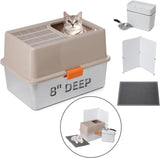 Stainless Steel Cat Litter Box Kit with Top Entry Lid
