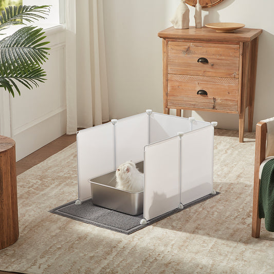MEEXPAWS_DIY_U-Shaped_Splash_Guard_Stainless_Steel_Cat_Litter_Box_Kit