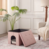 MEEXPAWS_Customizable_Entrance_Hidden_Cat_Litter_Box_Enclosure_Velvet_Furniture-Pink_Size_L