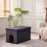 MEEXPAWS_Customizable_Entrance_Hidden_Cat_Litter_Box_Enclosure_Velvet_Furniture_Black_Size_XL