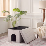 MEEXPAWS_Customizable_Entrance_Hidden_Cat_Litter_Box_Enclosure_Velvet_Furniture_Grey_Size_XL