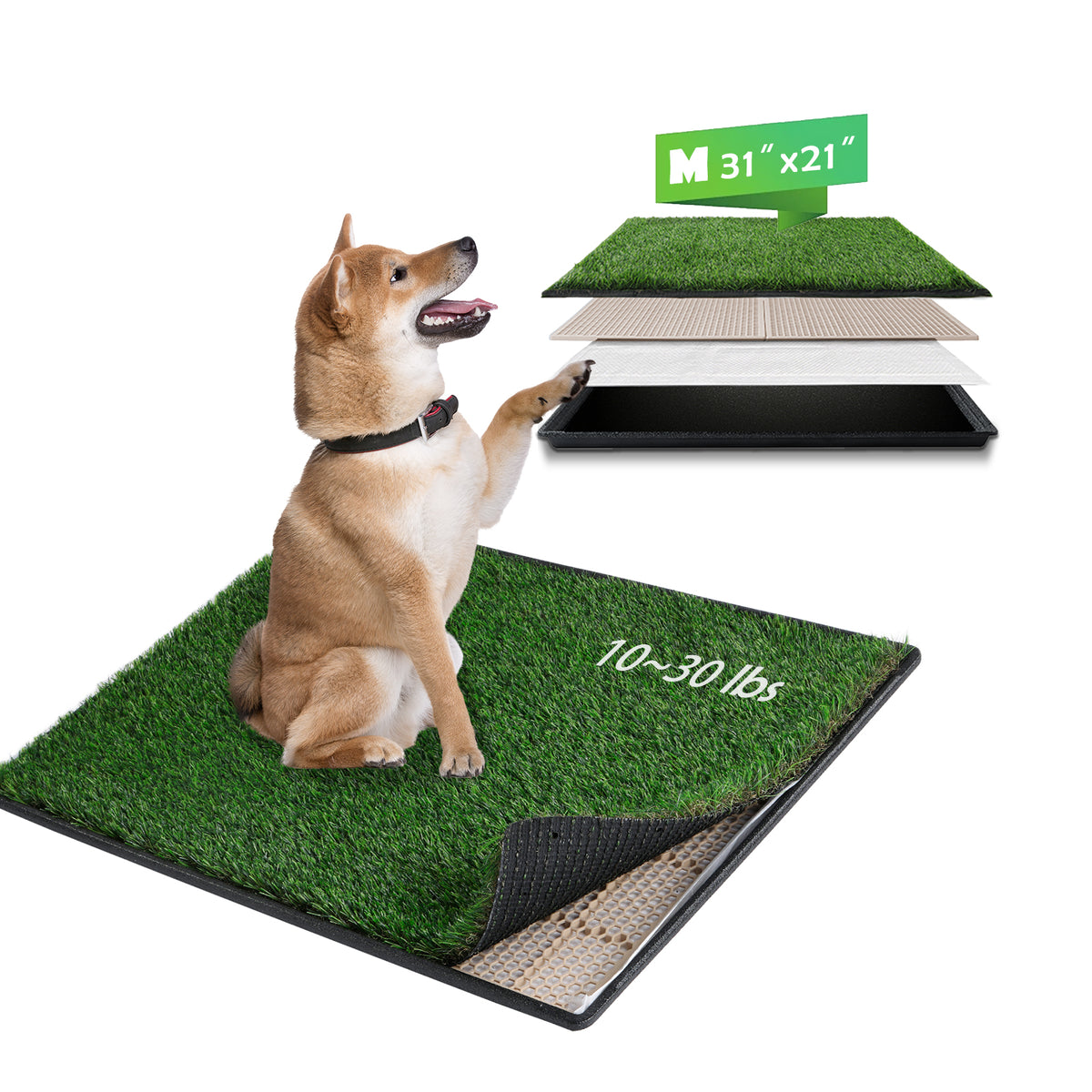 MeexPaws Grass Pee Pad for Dog with Tray – Indoor & Outdoor Potty Solution