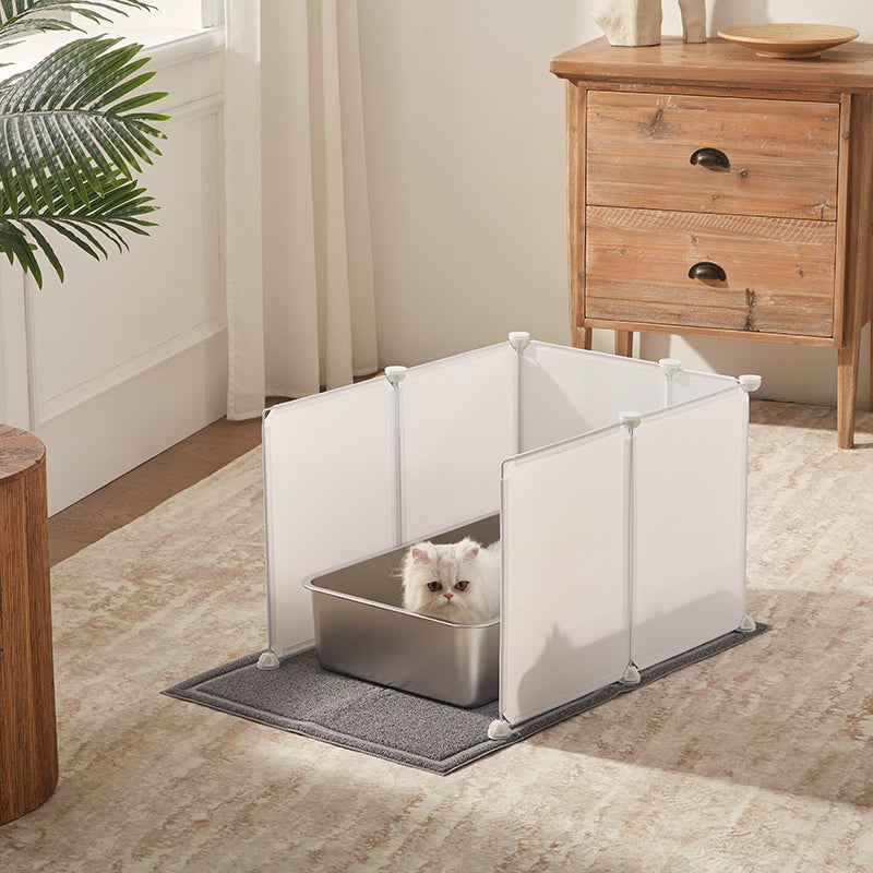 U-Shaped Splash Guard Stainless Steel Cat Litter Box Kit